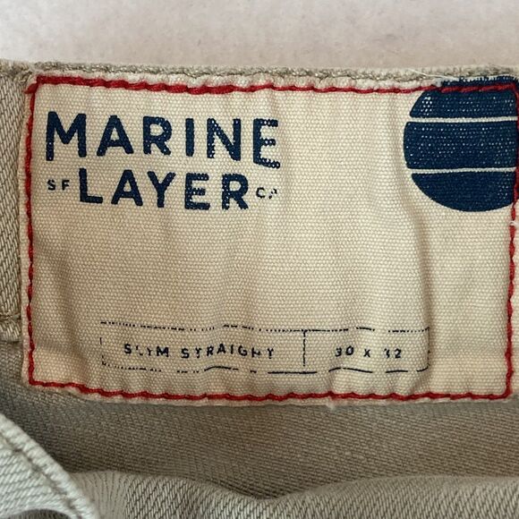 Marine Layer Men's 30x32* Slim Straight Fit Jeans Pants Khaki Beige Stretch - Picture 5 of 6